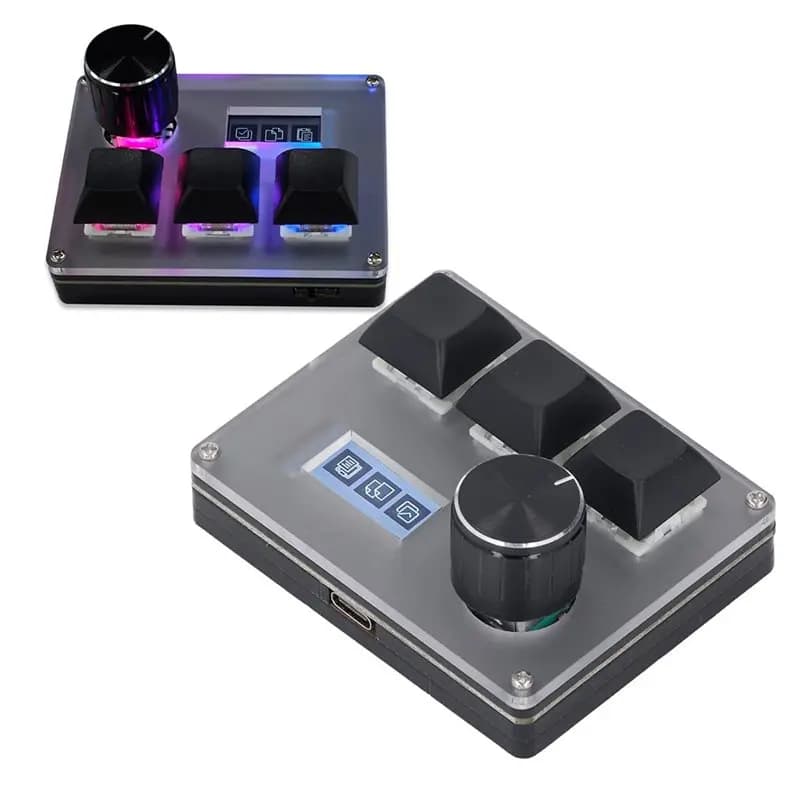 TA-Keyboard With Knob 0.96" Color LCD Screen Programmable Gaming Controller 3 Keys Gaming Small Keyboard
