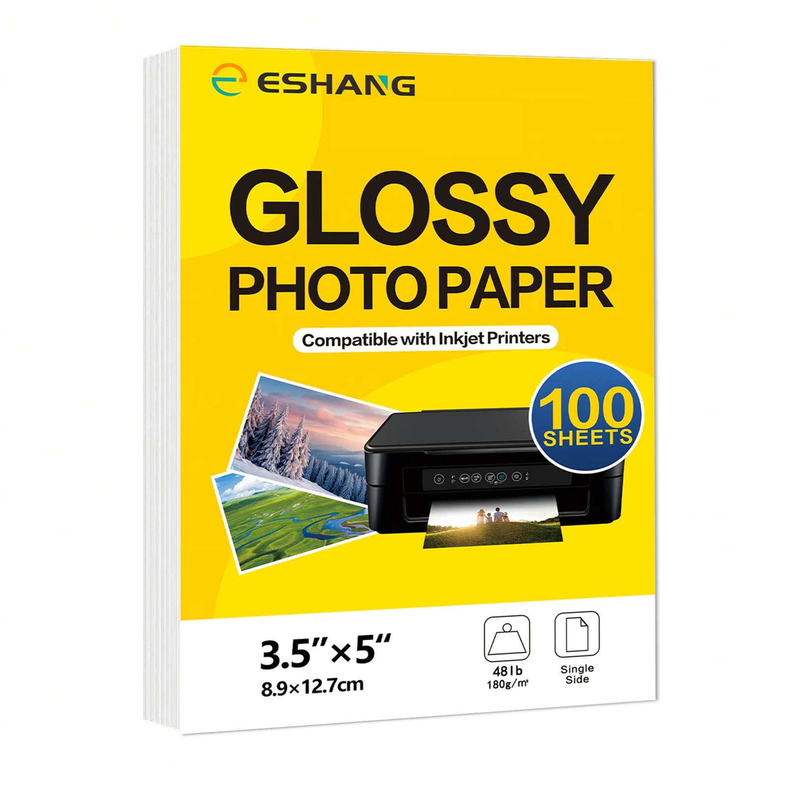 100 Sheets 3R Glossy Photo Paper for Inkjet Printer, Bright Color, Suitable for Photography, Family, Festivals