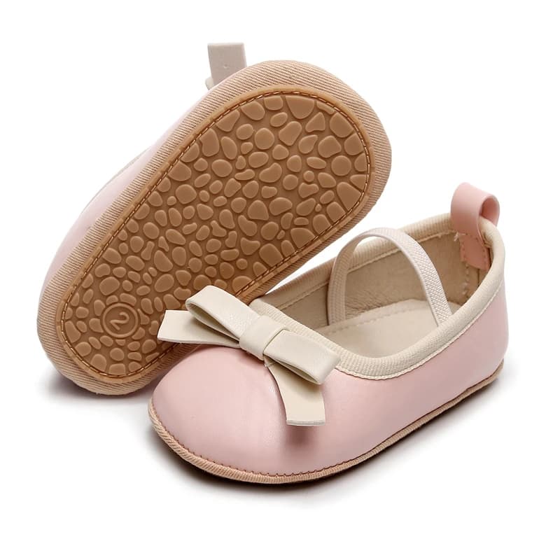 Newborn Baby Shoes Baby Girl Shoes Cute Bow Leather Rubber Sole Anti-slip Toddler First Walkers Infant Girl Shoes Moccasins