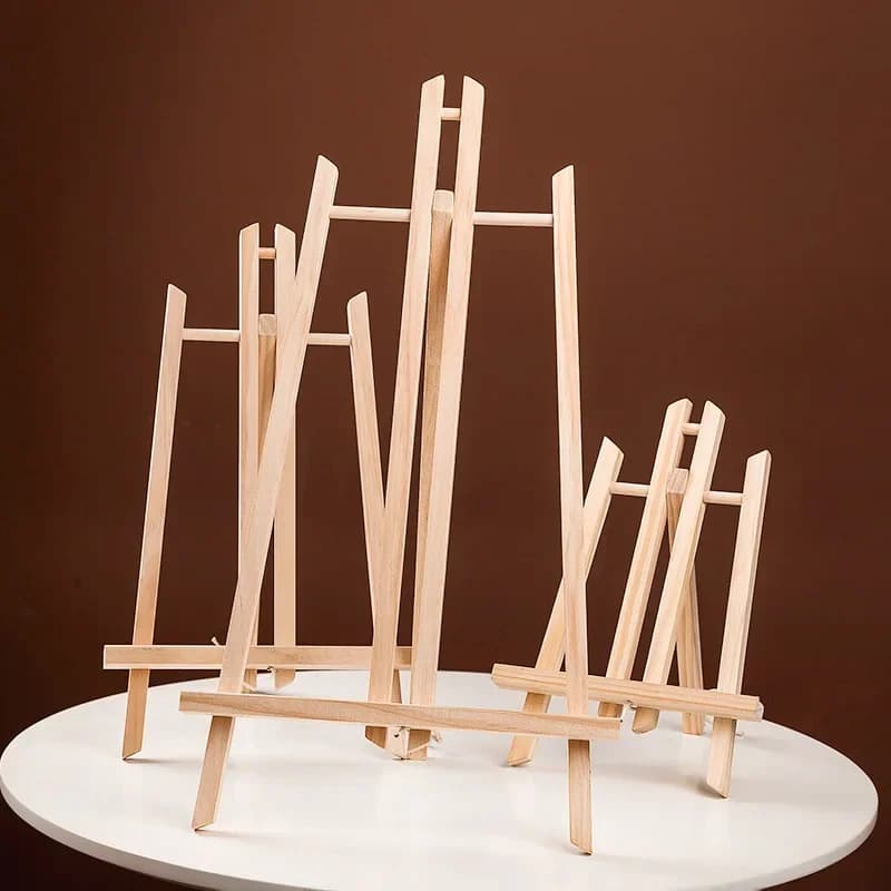 Wooden Easel, Foldable Desktop Display Stand,Adjustable Height, Triangular Bracket for Oil Painting Canvas,Art Painting Supplies