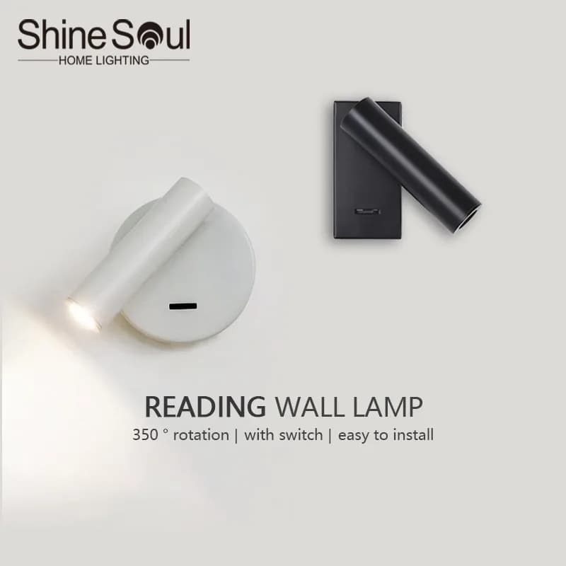 Modern LED Wall Lamp Wall Mounted Living Room Bedroom Bedside Study Reading Light Rotatable Adjustment Home Lighting Fixtures