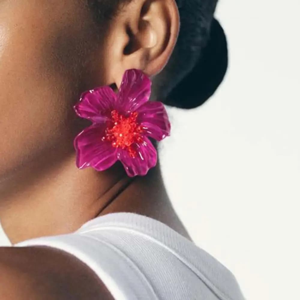 2025 Trendy Colorful Acrylic Transparent Flower Earrings for Women Exaggerated Large Flower Earrings Party Jewelry Accessories