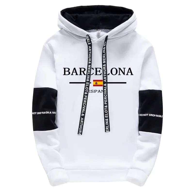 Barcelona Hoodies High Quality Male All Season Daily Casual Sports Hooded Sweatshirts Pullover 2025 Men's Clothes