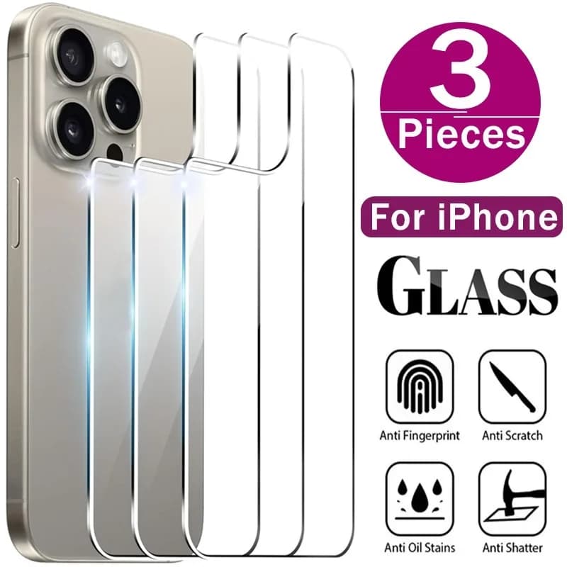1-3PCS Back Screen Tempered Glass For iPhone 17 16 15 12 14 13 Pro Max 14 16 15 Plus 12 13 Mini Phones Screen Protector Films
