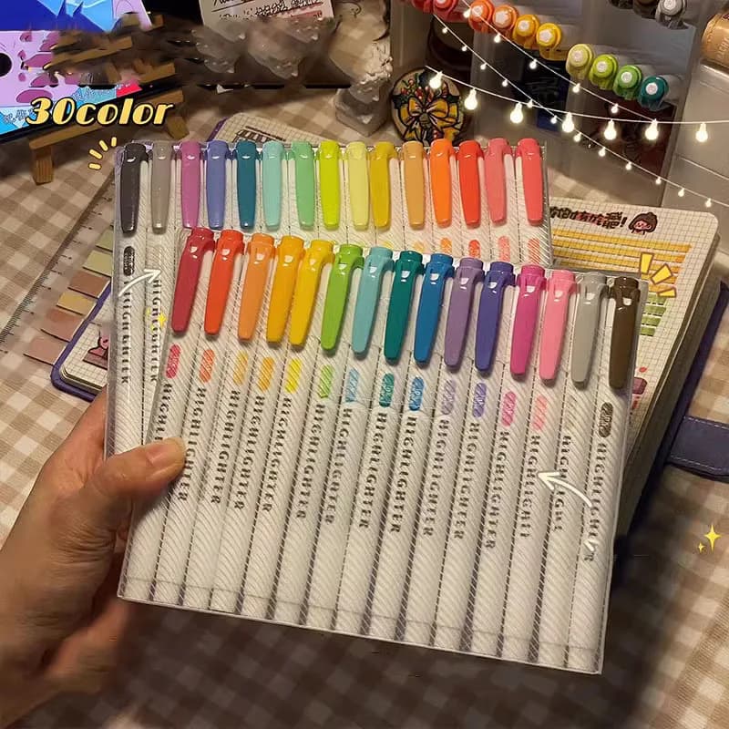 5/15/25 Colors Double Headed Highlighters Instagram Style for Meetings Student Study Notes Art Office School Stationery Supplies