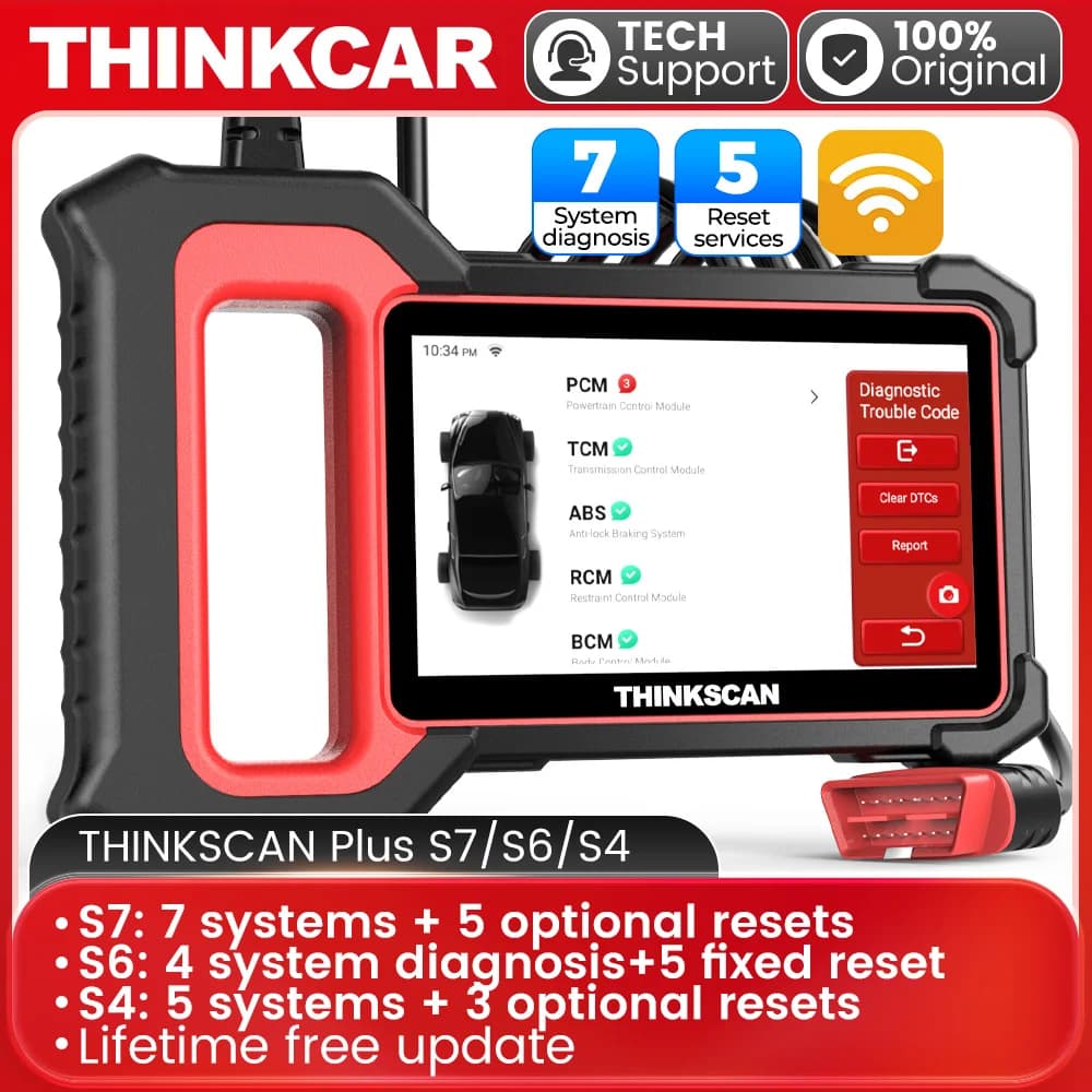 THINKSCAN Plus S7/S6/S4 OBD2 Scanner Car Diagnostic Tool Scan ABS SRS ECM TCM BCM IC AC System Free Reset Service Free