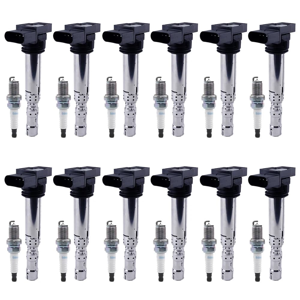 Ignition Coil Spark Plugs Kit For VW TOUAREG 6.0 2004-2010 PHAETON PASSAT B5.5 BENTLEY CONTINENTAL FLYING SPUR AUDI A8 07C905115