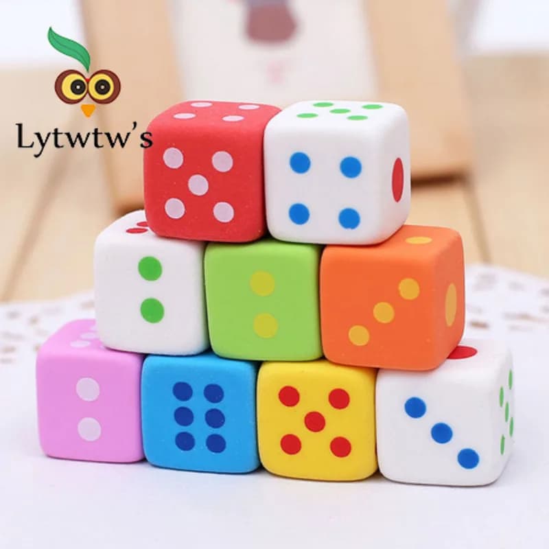 Cute 3 Pcs/set Novelty Dice Shaped Erasers 3D Candy Color Rubber Toy Kawaii Stationery School Office Supplies creative