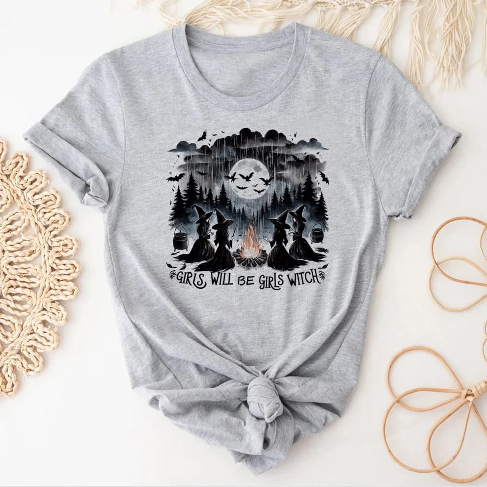 Girls Will Be Girls Witch top tees teen Gothic Colorful 80s Punk t-shirt 2000s kawaii Classic Pastel women korean clothes