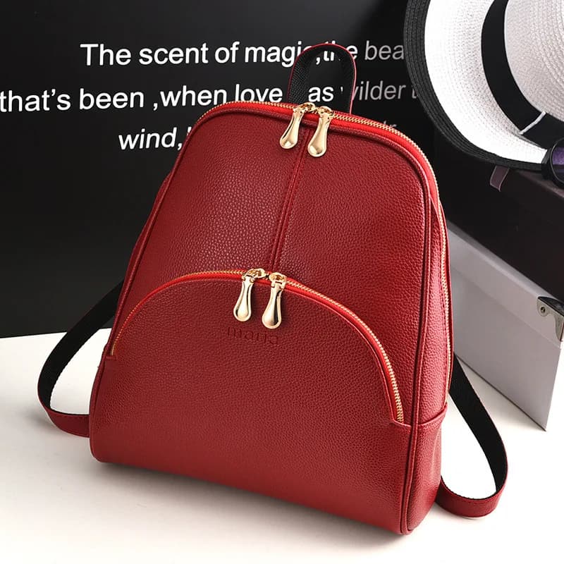 Fashionable Women's Backpack New Style Student Simple Lightweight Wear Resistant Floral Embossed High Quality PU Leather