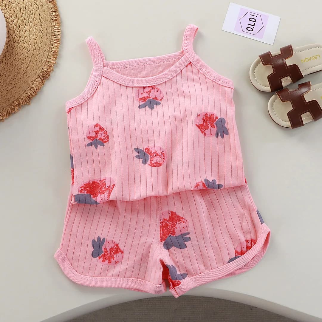 Girls Summer Clothes Sets Summer New Baby Sleeveless Tops + Shorts 2 Pieces Suit Girls Clothing Set Kids Cotton Clothes