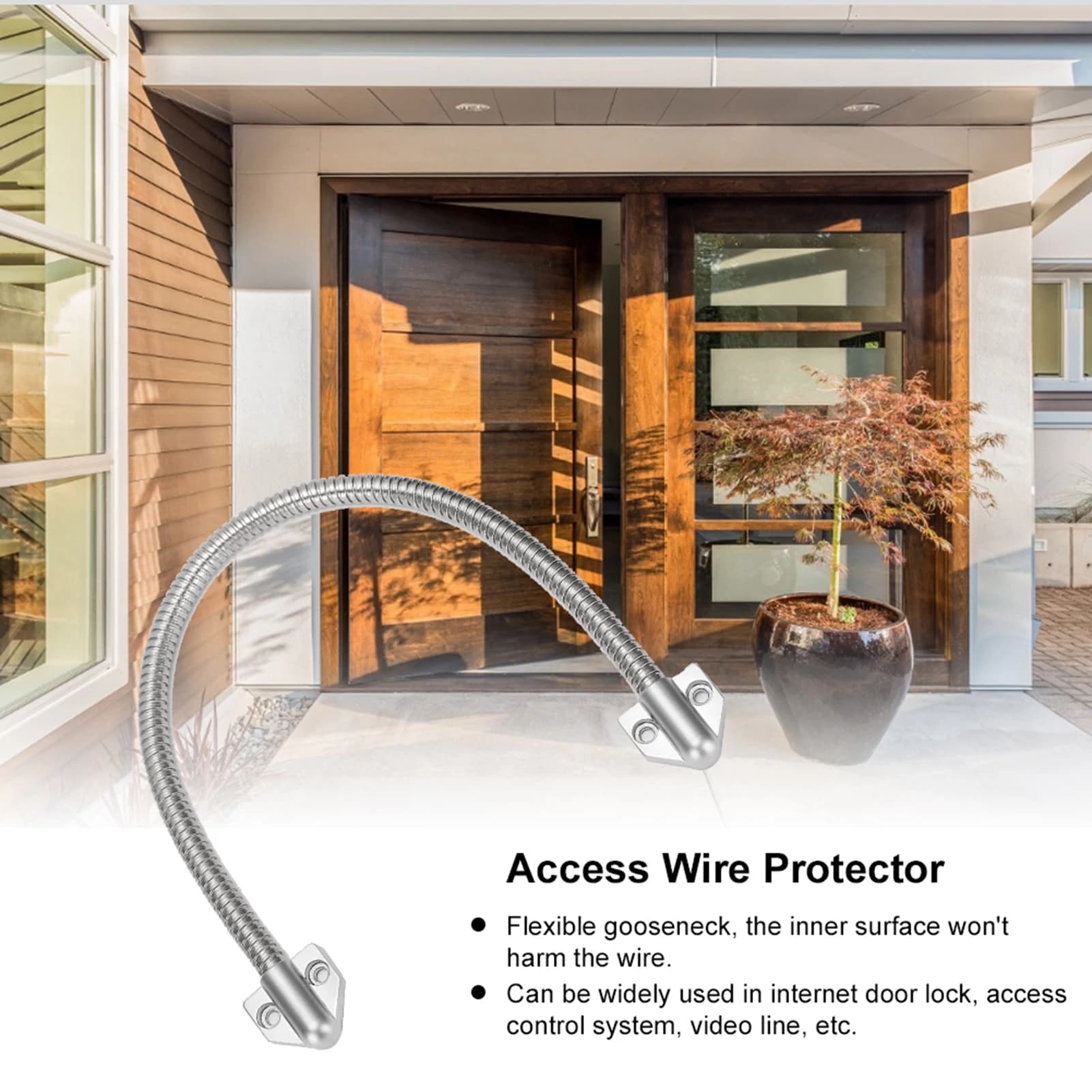 Stainless Steel Door Loop Exposed Mounting Access Control Cable Line Protector Defender with Sleeve for Secure Installation
