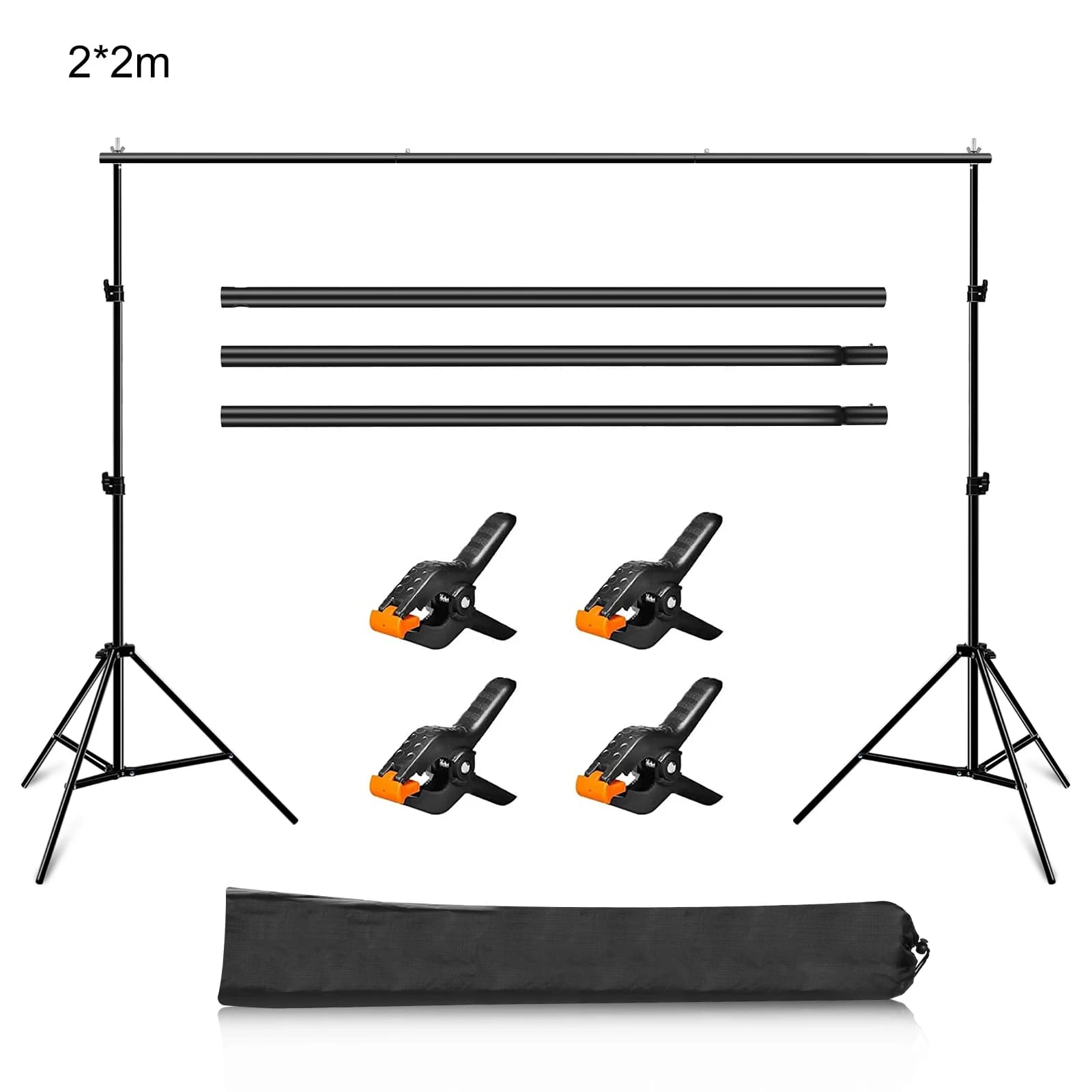 2 x 2m Photo Studio Background Support Stand Backdrop Crossbar Bracket Kit (Not including Backdrop)