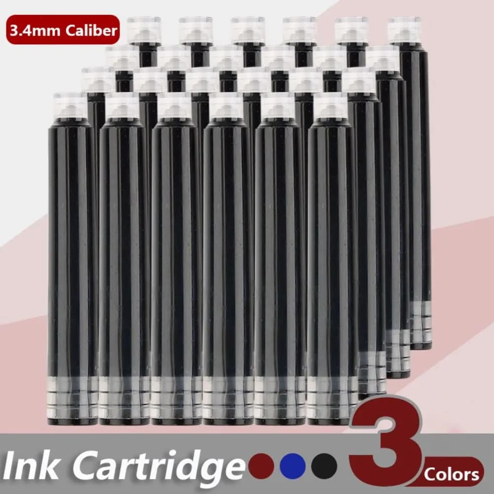10PCS/Set 3.4mm Caliber Ink Cartridge Blue/Red/Black Plastic Material Fountain Pen Refill Simple Design General Ink Students