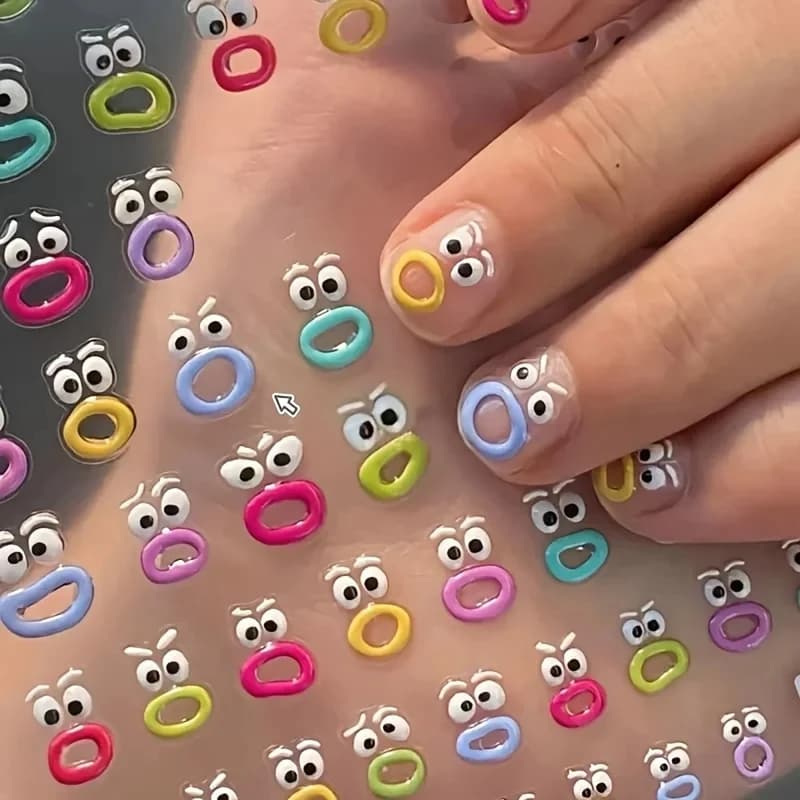 1/5/10Pcs Interesting Nail Art Stickers, Cute Jelly 2D Scrapbooking Stickers, DIY Waterproof Stickers
