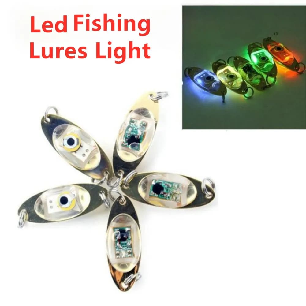 Led Underwater Fishing Lures Light Electronic Luminous Metal Spoons Flasher Fishing Bait Lure Bait Freshwater Sea Lures