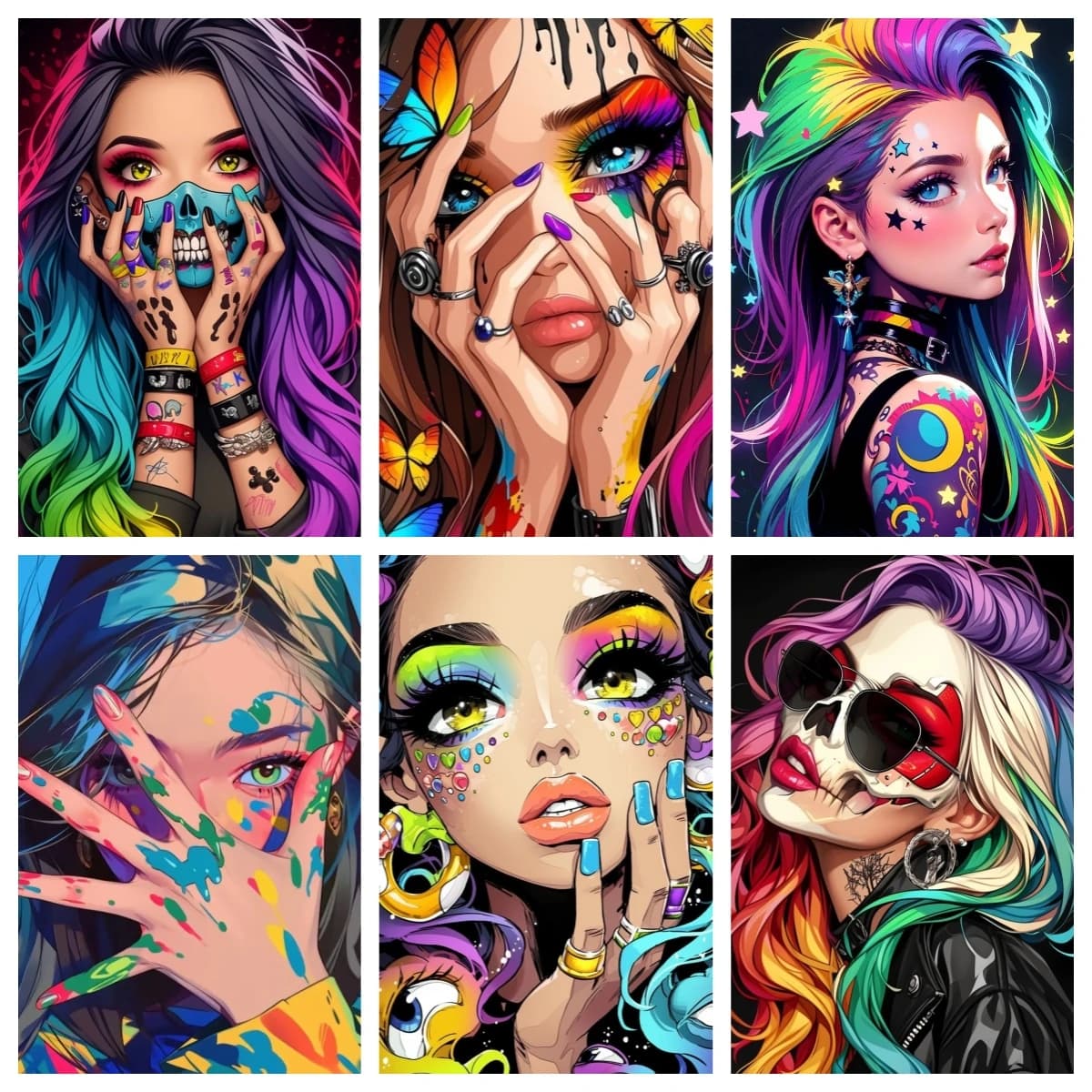 Diamond Painting 5D DIY Cool Fashion Anime Girl Art Full Square Round Diamond Mosaic Modern Beauty Decor Handmade Gift