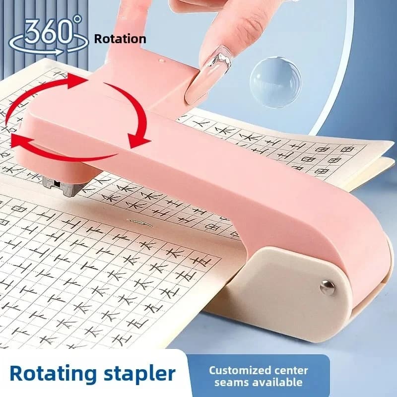 1pc 360° Rotatable Stapler with Staple Remover, Heavy Duty Stapling Machine for Home Office, Large Capacity & Strong Clutch