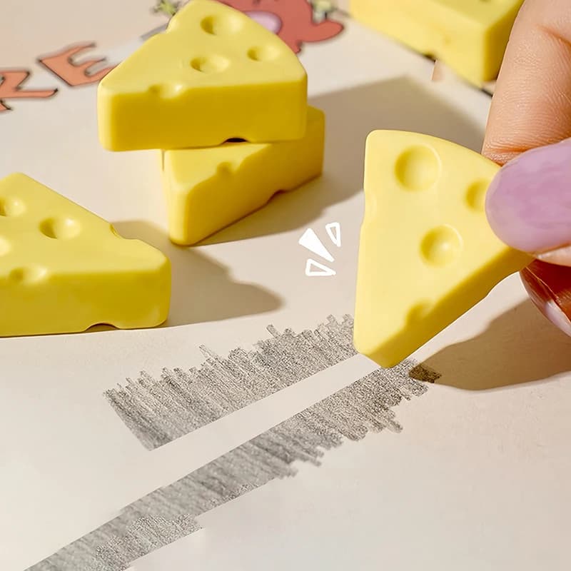 Simulation Cheese Eraser Soft School Supplies Clean Mess Free Stationary Office Student Rubber Eraser For Kids Gift