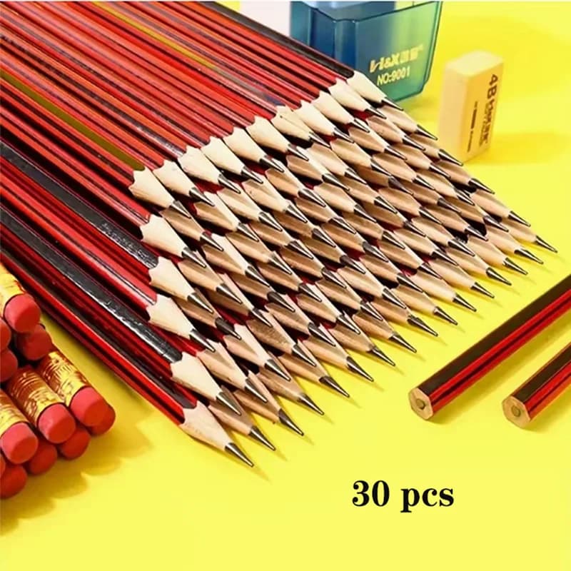 12/30 HB wooden pencils for students to use- perfect for writing, sketching and drawing practice, for returning to school