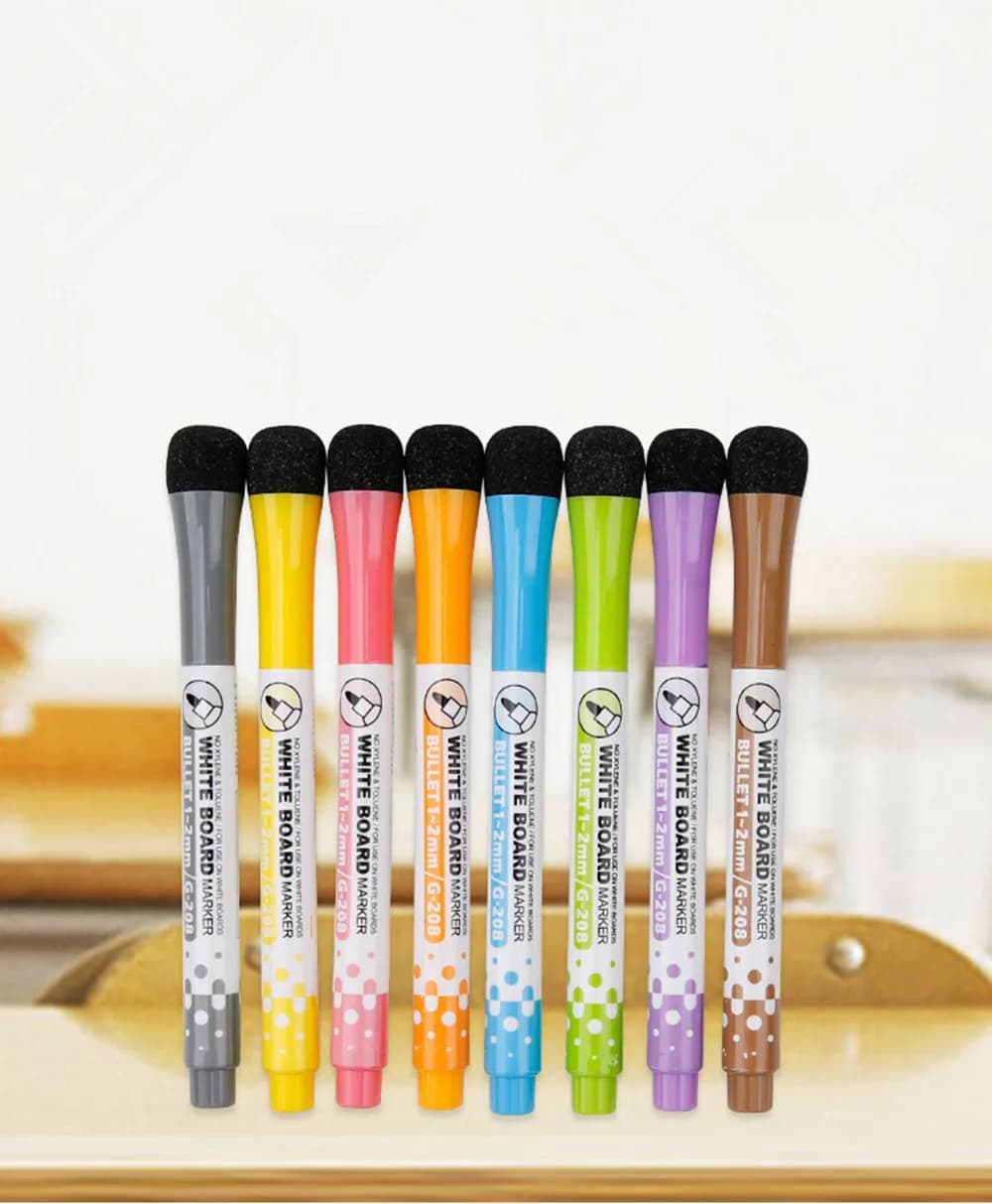 Gxin G-208 8Pcs Erasable Markers Set Colors Magnet Whiteboard Ink Pens School Teacher Resources Children's Graffiti Kids Drawing