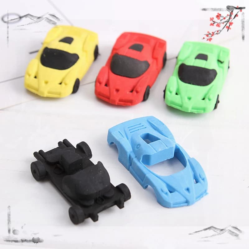 4 Pcs Cute and Creative Car Erasers for Children's Back To School Learning Supplies Kawaii Stationery