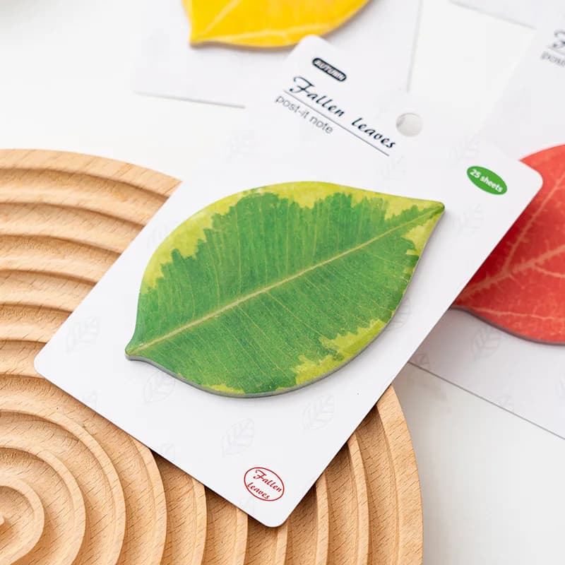 Leaf-shaped Sticky Notes - Premium Textured, Strong Adhesion, Leaf Memo Pads, Ins-Style Reminder Notes