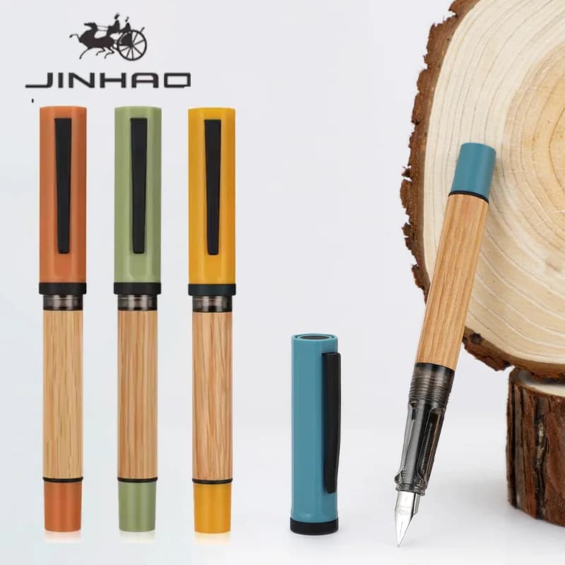 Jinhao 58 Fountain Pens High Quality Oak Wooden Grip Women Men Luxury Pen, Smooth Writing Instruments School Useful Acsesories