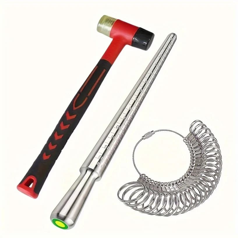 Ring Size Measurement Tool Kit Including a Finger Size Gauge And a Mandrel for Measuring Ring Sizes Jewelry Size Assessment