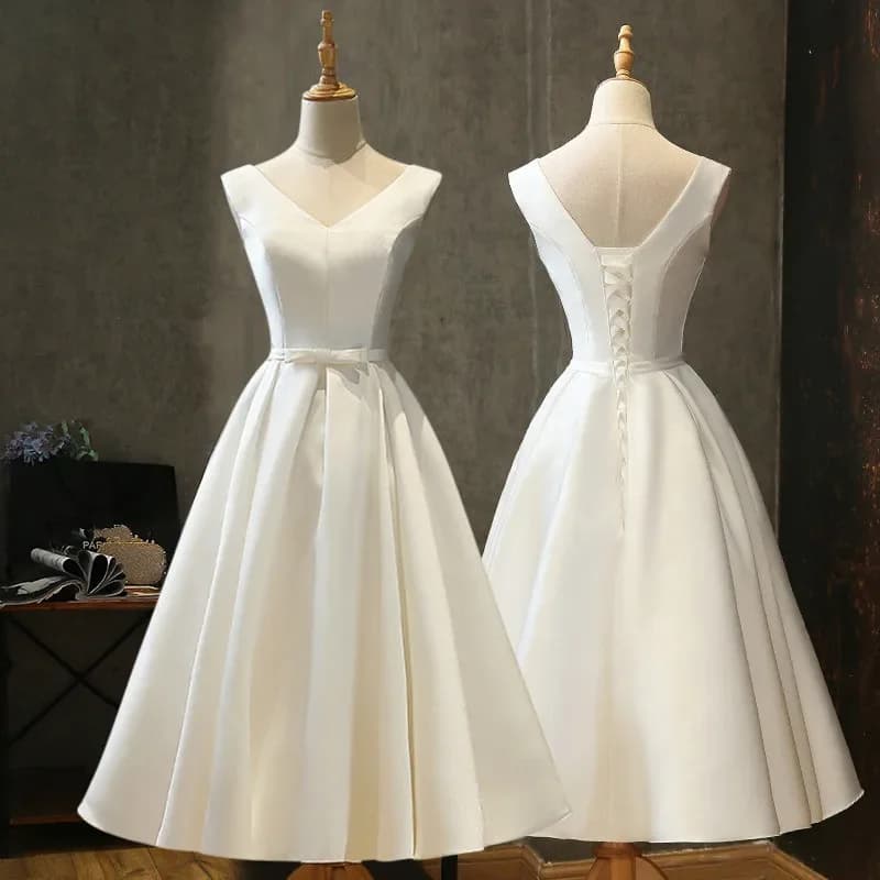 Formal Dresses Vintage Dress Short Wedding Dresses for Women Bride Luxury Robe Simple Romantic Wedding Dress Novias Customized