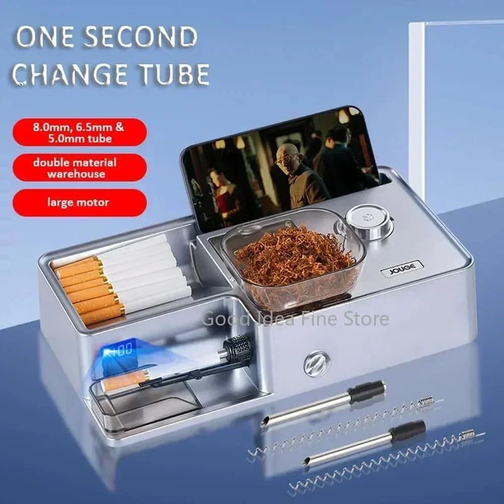 2025 3-in-1 Automatic Cigarette Machine Electric Cigarette Smart Sensor Injector Tobacco Filled 5.5/6.5/8mm Round Tube, Tweezers