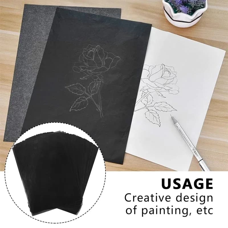 50 Sheet A4 Size Copy Carbon Paper Reusable Tracing Transfer Paper for Office School Home Canvas Wood Glass Metal Ceramic