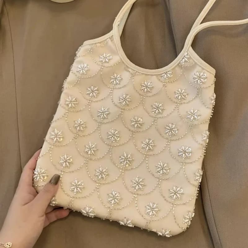 Women's Evening Bag with Floral Embroidery & Beading Detachable Shoulder Strap Romantic Party Wedding