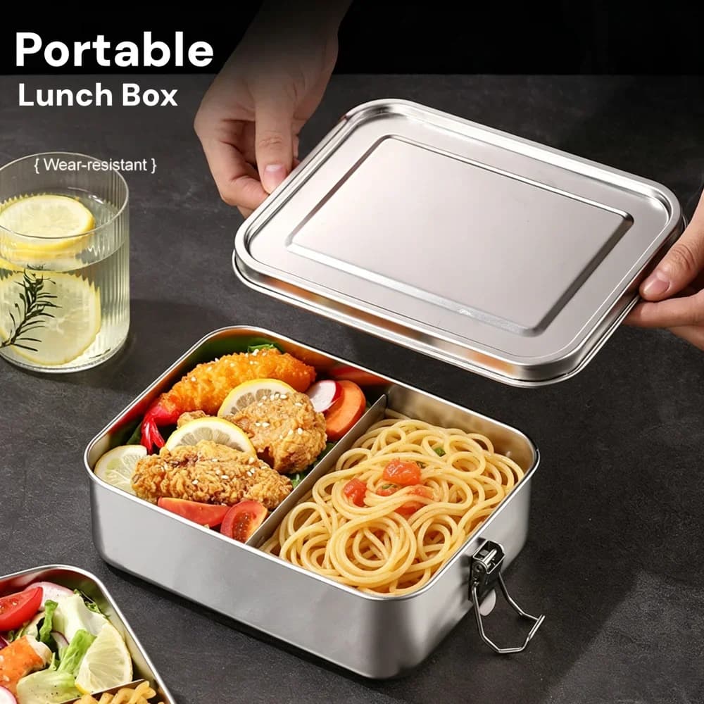 Stainless Steel Bento Box Metal Lunch Box Food Storage Containers with Lockable Clips Lunch Snack Boxes for Work,School