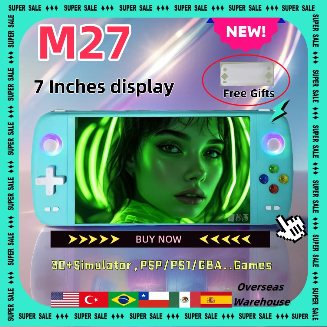 M27 Handheld Game Player Portable Retro Gaming Console 7.0” Big Screen 256G 70000+ Games for PS1 PSP ARC Men Gifts New