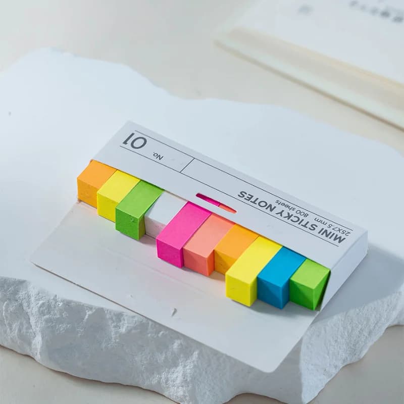 800 sheets of boxed sticky notes, 10 different colored index tabs, self-adhesive page markers, suitable for office and study pur