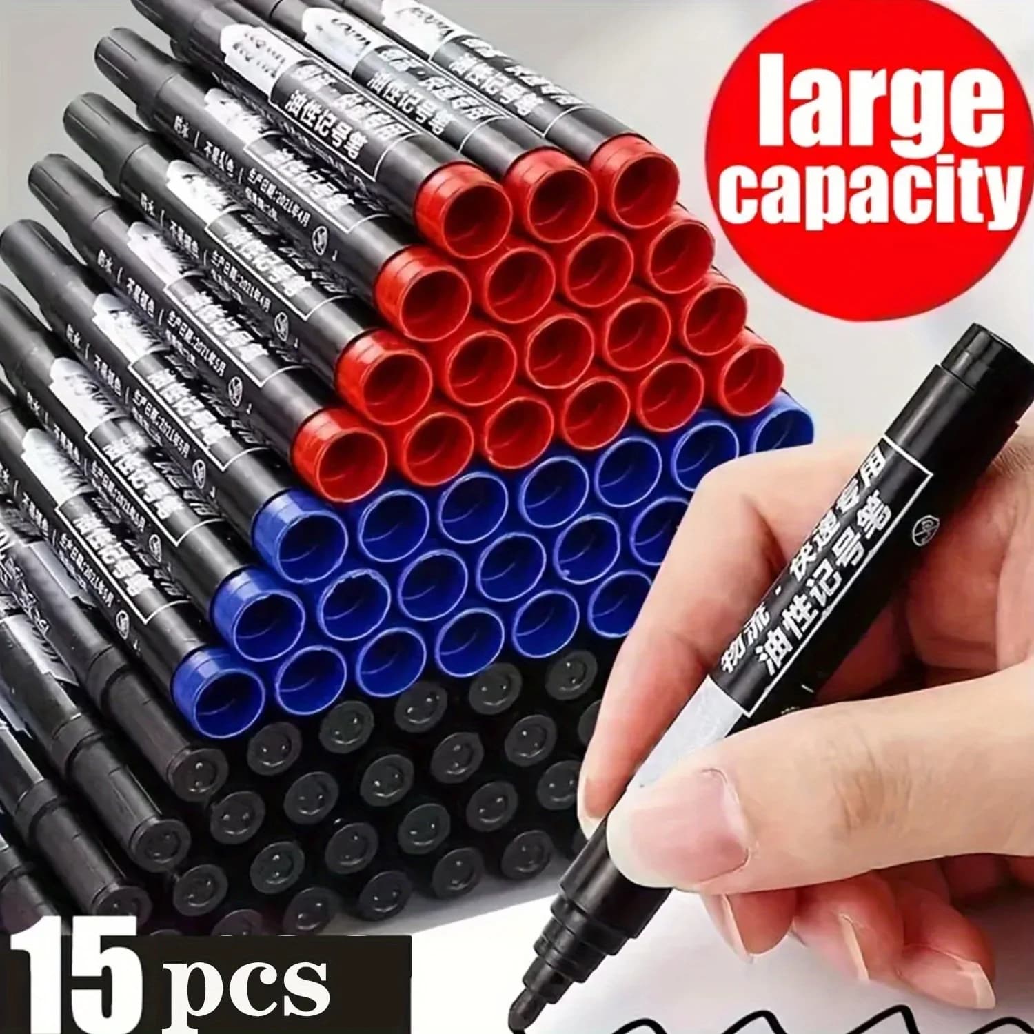 15pcs Oil-Based Permanent Markers Set for Paper, Metal, Glass, Wood, - Ideal for School, Office, Engineering, Construction, Arts