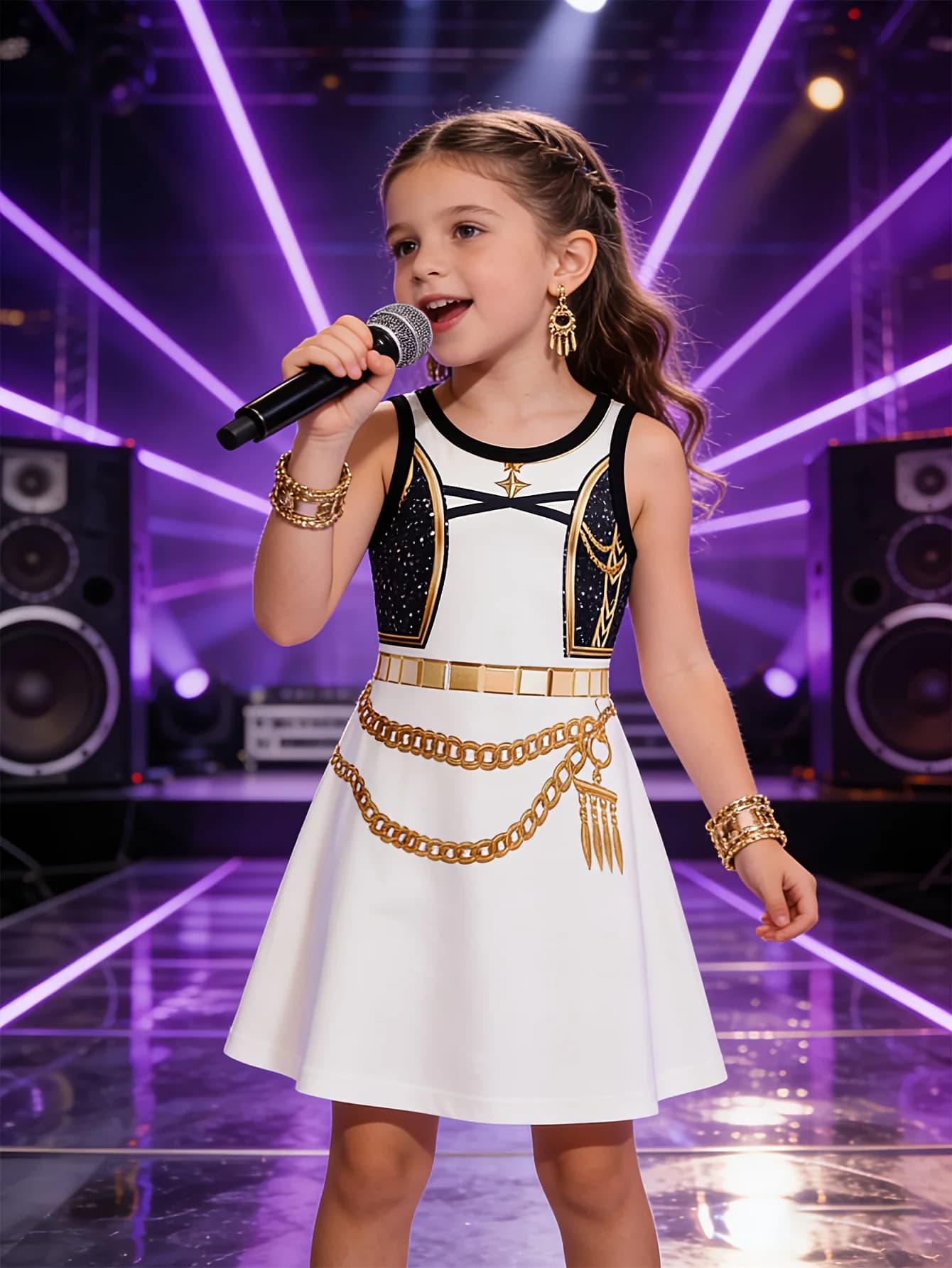 Girls' Tank Top Dress Stage Performance Summer Printed Sleeveless A-line Casual College Style Dress