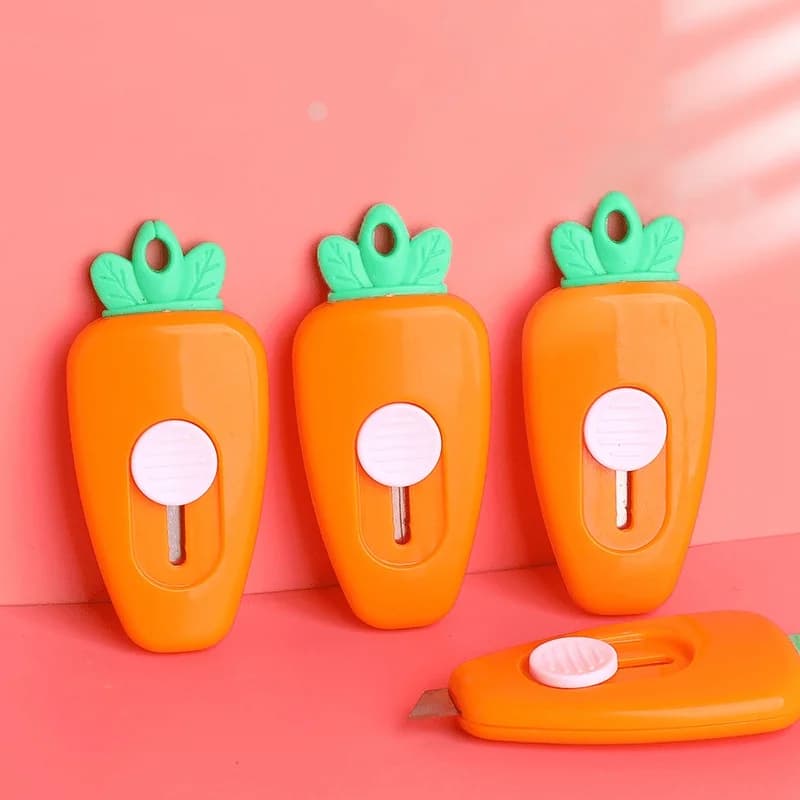 Cute Carrot Cartoon Portable Cutter Mini Utility Cutter Retractable Letter Opener Paper Cutting Tools School Office Stationeries