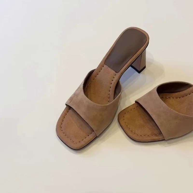 High Heels Women 2026 New French Sexy Open Toe High Heel Sandals and Slippers Square Toe Slippers
