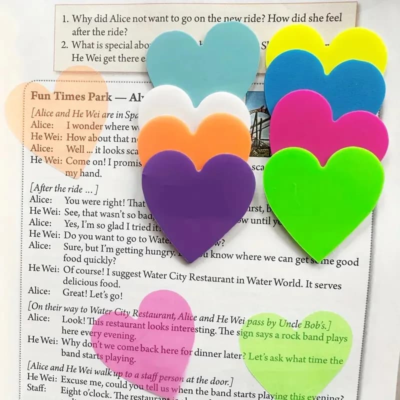 5pcs/100sheets Love-Embellished Transparent Sticky Notes - Adorable Clear Tabs for Bookmarks, Journaling & Organization