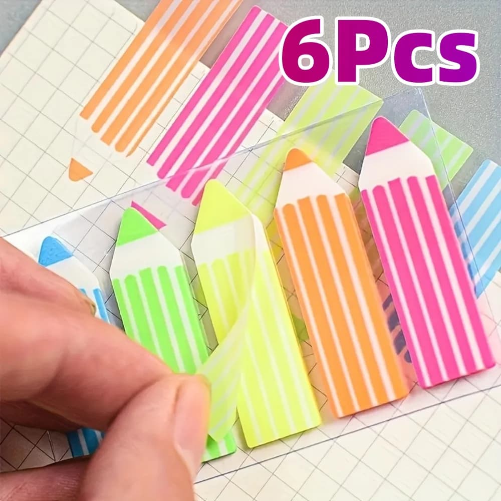 Colorful Pencil - Shaped Sticky Notes Index Tabs, Self - Adhesive Page Markers for Bookmarking, Organizing, Ideal for Office