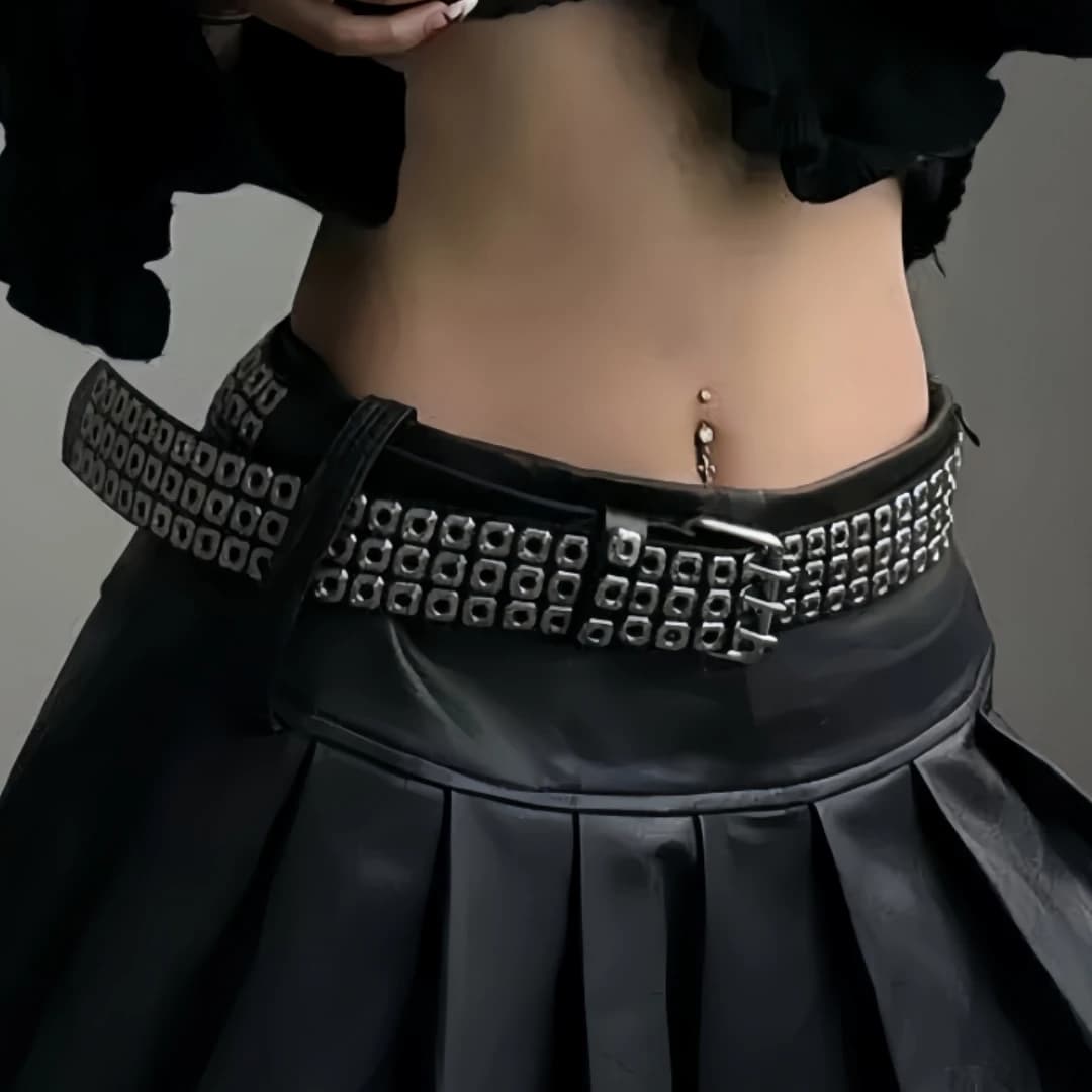 Women Belt Fashion Square Beads, Willow Nails, Three Exhaust Eyes, Punk Street Cool, Personalized Men's and Women's Belts