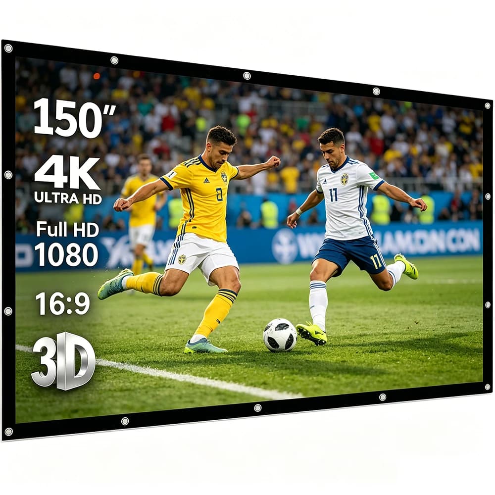 60 72 84 100 120 150 inch Simple Foldable Projection Screen 100inch Curtain 16:9 Outdoor Full HD 2K 4K Projector Screen Curtain