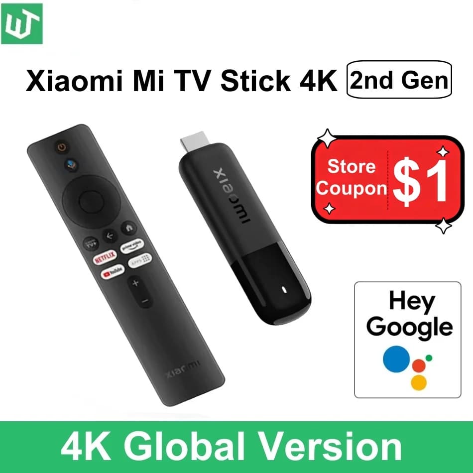 Xiaomi TV Stick 4K 2nd Gen 2025 Global Version Bluetooth 5.2 Google TV Smart HDR 2GB RAM 8GB ROM Mini TV Dongle Streaming Media
