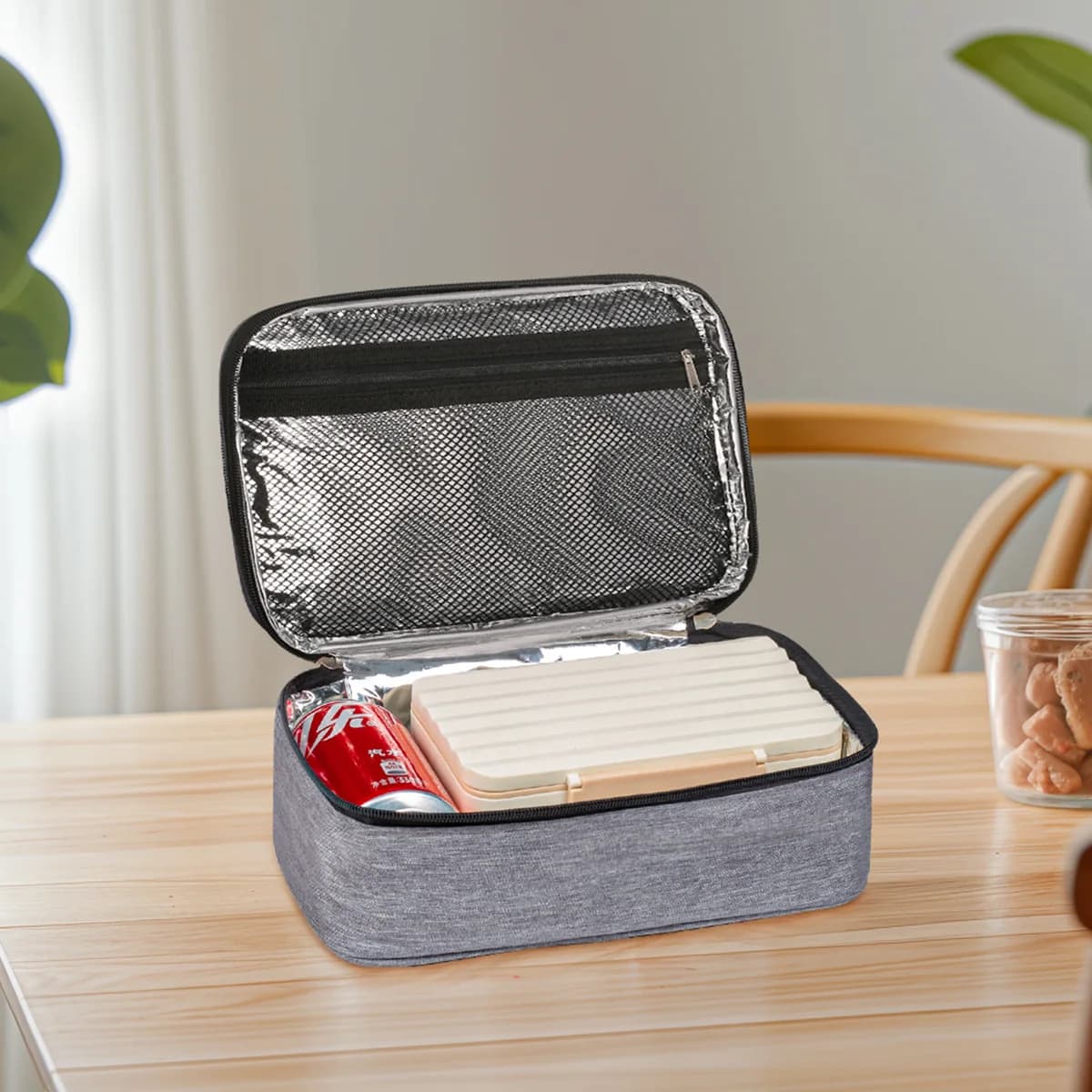 Bento Bag With Handle Double Zipper Waterproof Rectangle Portable Thermal Lunch Box Pouch Insulated Food Bento Storage Container