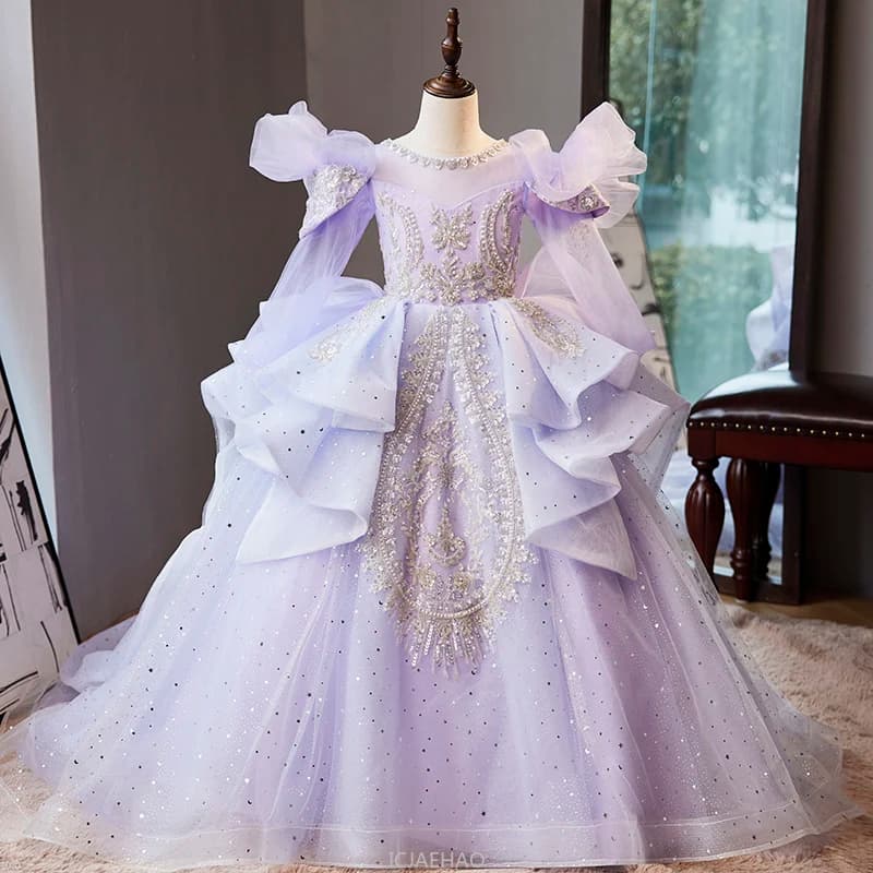 Wed Dress 2024 Flower Girl Wedding Dresses Costume Children Girls Birthday Party Princess Gown Vestido Kids Host Piano Outfit