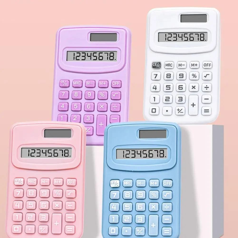 Small Solar Calculator Portable Calculator Cute LCD Electronic Calculator Home Office Primary School Students Teaching Supplies