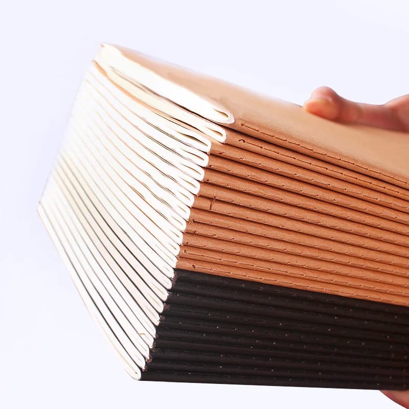 5Pcs A5 B5 A4 Notebook,36 Sheets/72 Pages/Book,Kraft Paper And Black Cover,Office Study Notes Supplies QP-09