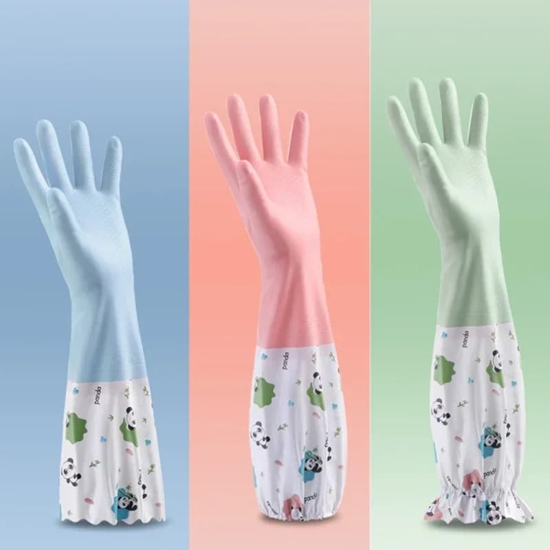 Women's Kitchen Gloves - Durable, Extended Waterproof Rubber Gloves for Dishwashing, Cleaning, Laundry & Household Chores - Comf